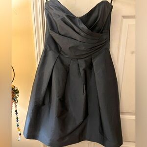 ALFRED SUNG Strapless Charcoal Midi Dress